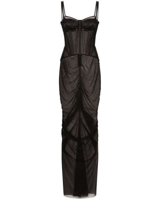 Dolce & Gabbana Black Semi-transparentes Bustierkleid