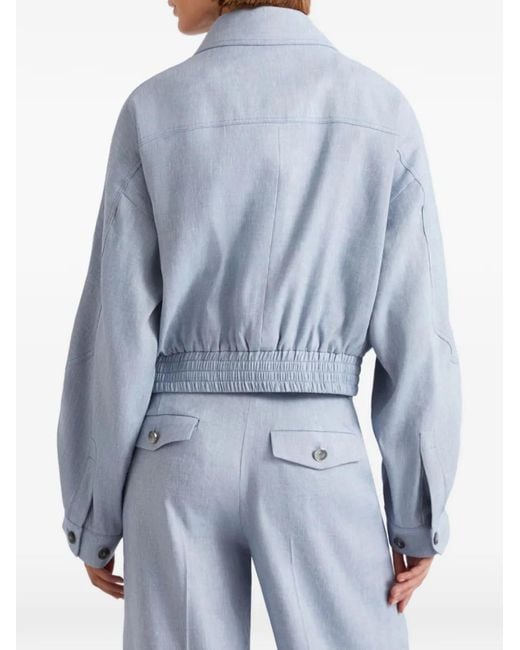 Marella Blue Embellished Cropped Jacket