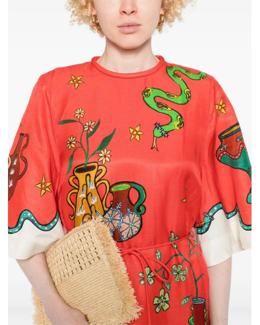 ALÉMAIS Rose T-Shirtjurk in het Red