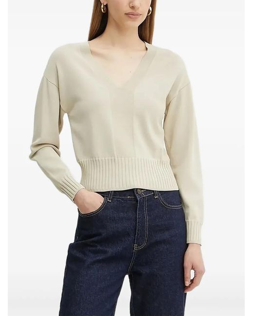 ARMANI EXCHANGE Geribbelde Trui Met V-Hals in het White