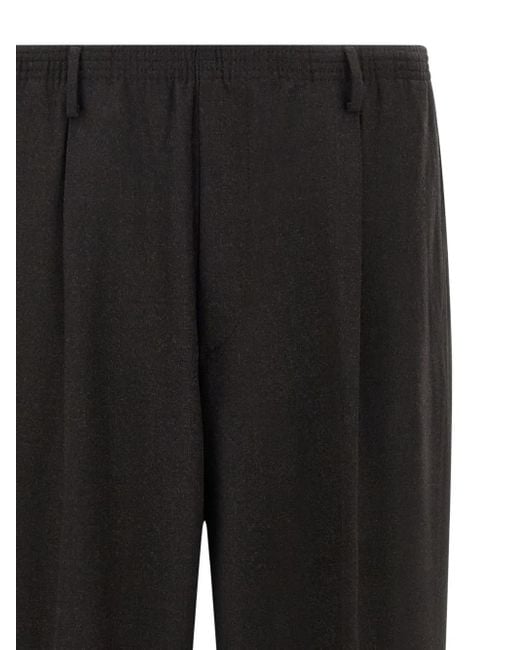 Cellar Door Black Elastic-Waistband Pleat Trousers for men