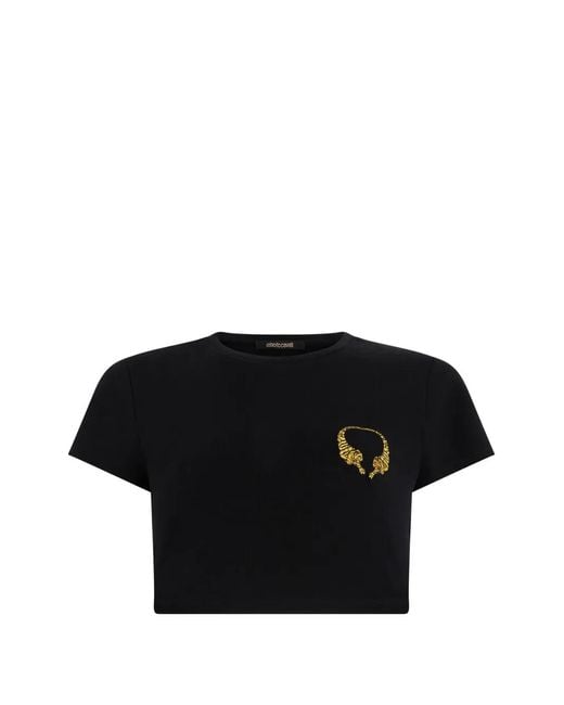 Roberto Cavalli Black Cropped T-Shirt