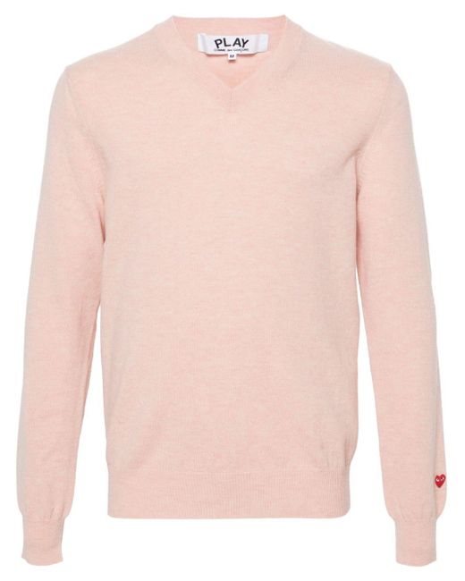 Jersey con cuello en V de COMME DES GARCONS PLAY de color Rosa Lyst