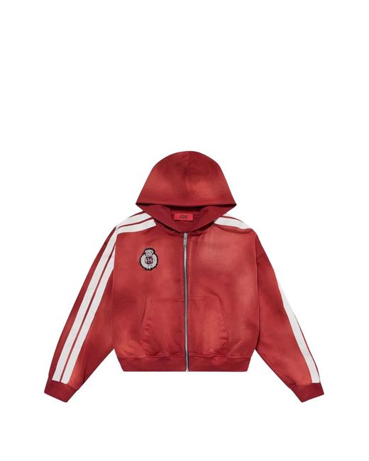424 Academy Zip-Up Hoodie in Red for Men | Lyst UK