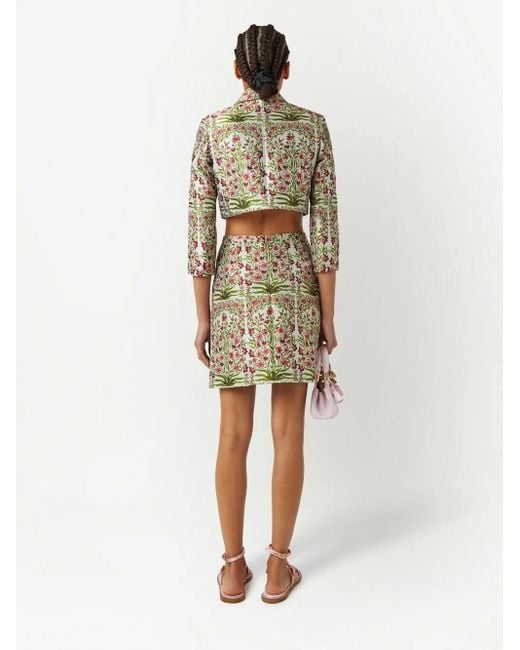 Giambattista Valli White Floral-Jacquard Mini Skirt