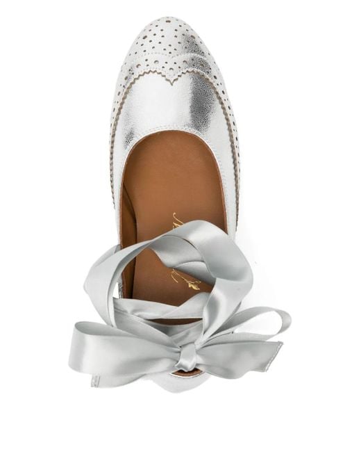 MASU Wing Tip Ballet Shoes in White | Lyst