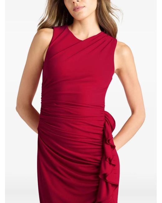 Cinq À Sept Red Fatima Sleeveless Ruffled Midi Dress