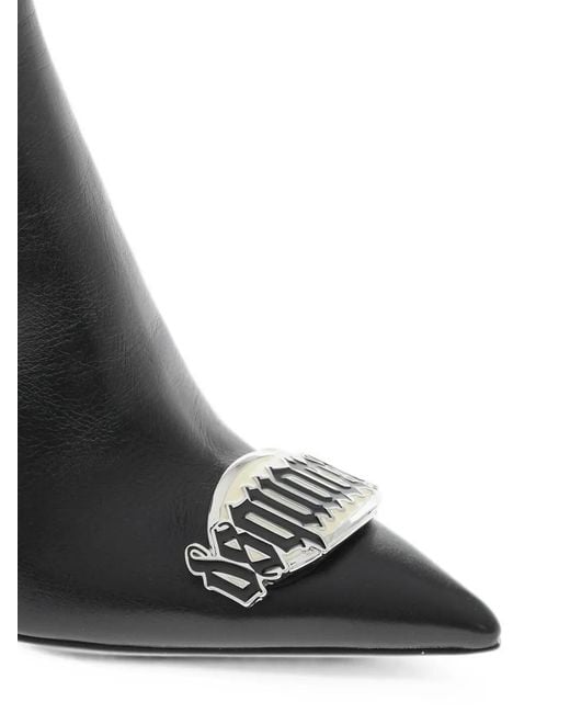 DSquared² Black Gothic Logo-Plaque Ankle Boots