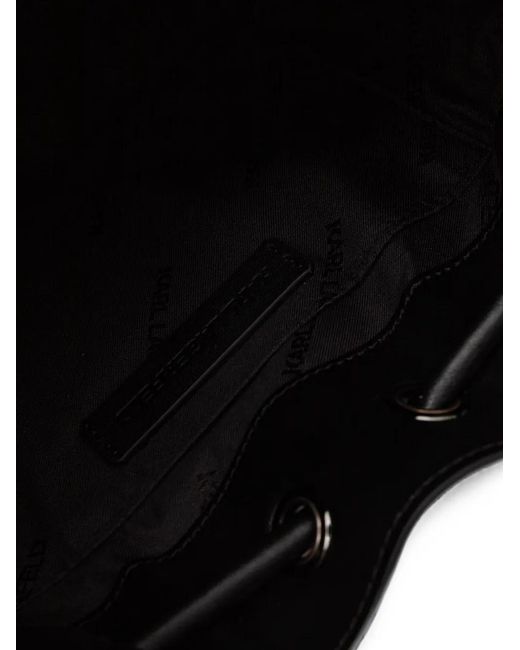 Karl Lagerfeld Black Logo-Plaque Drawstring Bucket Bag