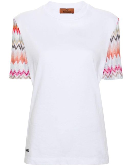 Missoni T-shirt Met Zigzag Mouwen in het White