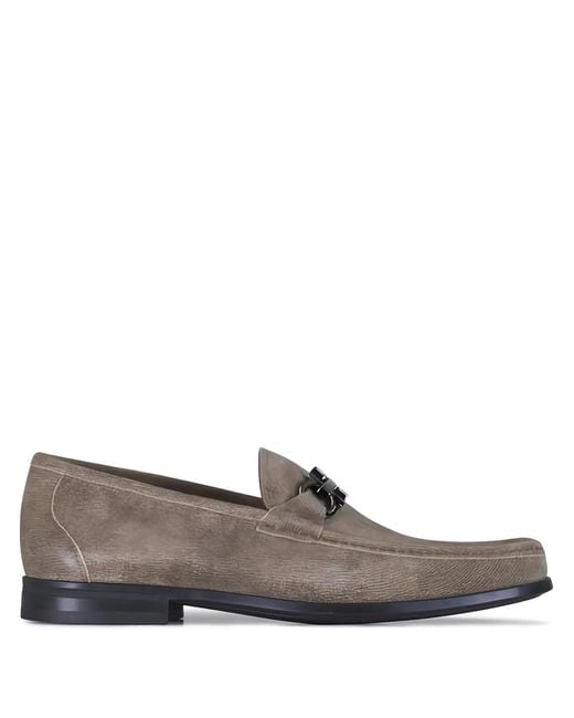 Ferragamo Gray Grandioso 2 Suede Loafers for men