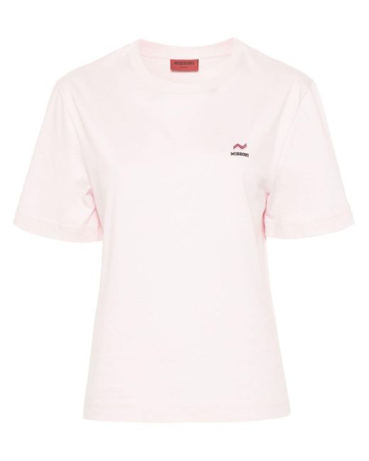 Missoni Pink Embroidered-logo Cotton T-shirt