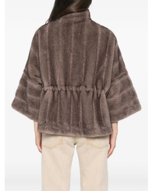 VALENTINI 1972 Brown High-Neck Drawstring-Waist Jacket