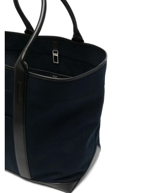 Tom Ford Black Leather-Trimmed Canvas Tote Bag for men