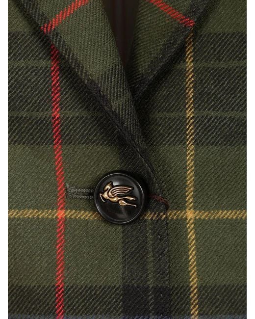 Etro Green Macro-Check Boxy Blazer