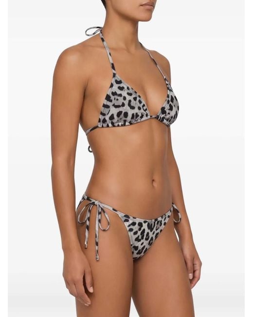 Dolce & Gabbana White Leopard-Print Bikini