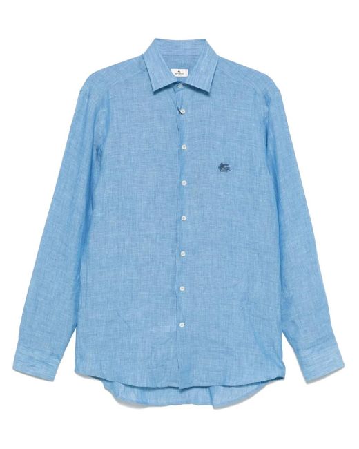 Etro Blue Pegaso-Motif Shirt for men