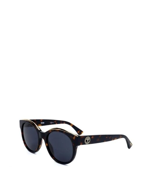 Moschino Blue Tortoiseshell-Effect Round-Frame Sunglasses