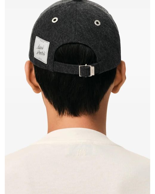 AMI Black Denim Label Baseball Cap