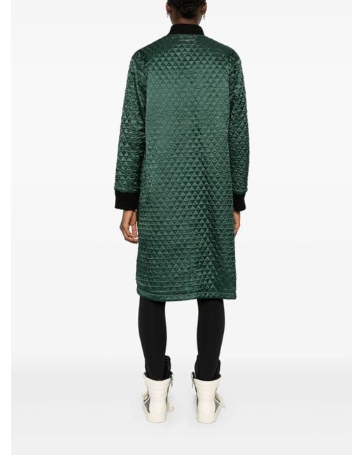 MM6 by Maison Margiela Green Long Quilted Coat With Zip