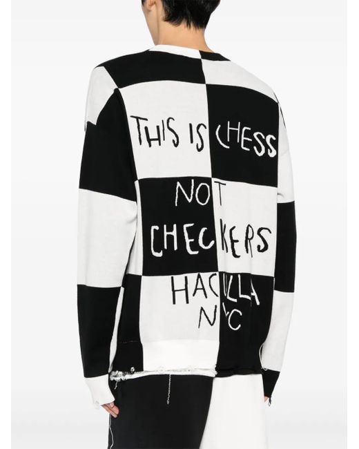 Haculla Black This Is Chess Intarsia-Knit Jumper for men
