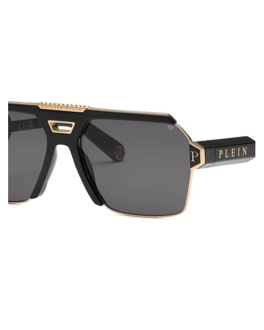 Philipp Plein Gray Geometric-Pilot Sunglasses for men