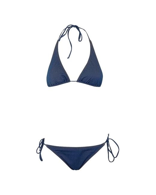 Mc2 Saint Barth Blue Denim-Effect Triangle Bikini