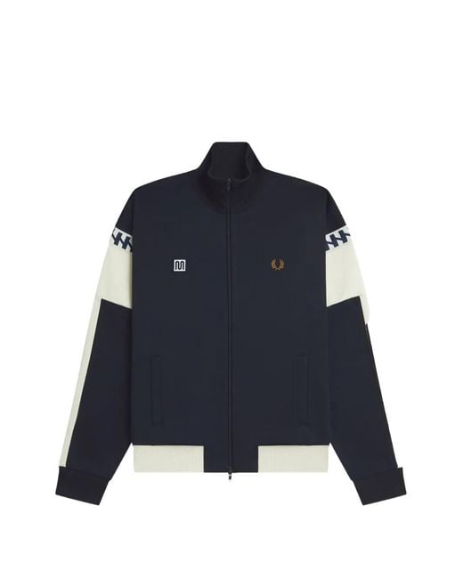 Fred Perry Blue Logo-Embroidered Colour-Block Sweater for men
