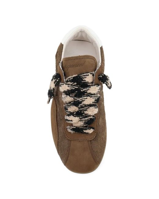 Represent Brown Low-Pro Nubuck Patterned-Laces Sneakers for men