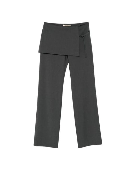 Paloma Wool Gray Archive Wrap-Panel Straight-Leg Trousers