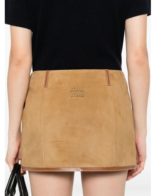 Miu Miu Mini-Rok Met Logopatch in het Natural