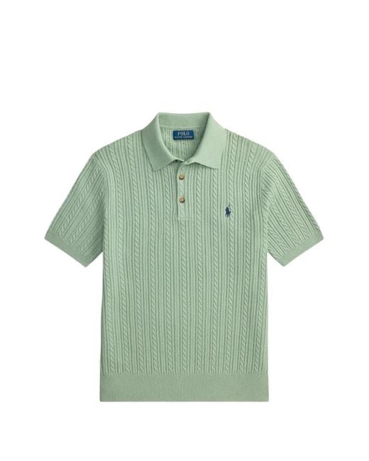 Polo Ralph Lauren Green Cable-Knit Embroidered Polo Sweater for men