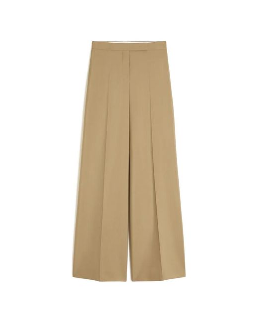 Max Mara Natural Wool And Silk Poplin Pants