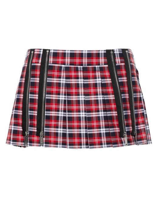 DSquared² Red Checked Pleated Mini Skirt