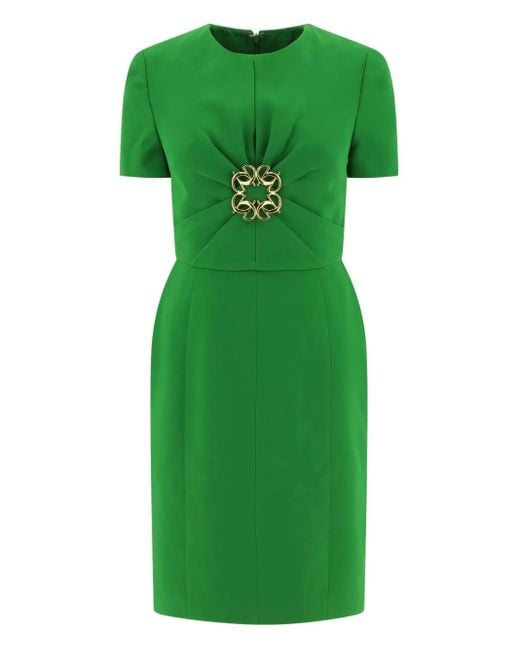 Elie Saab Jurk Verfraaid Met Kristallen En Korte Mouwen in het Green