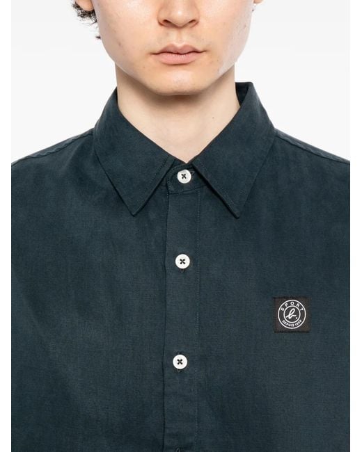 SPORT b. by agnès b. Blue Logo-Patch Shirt for men