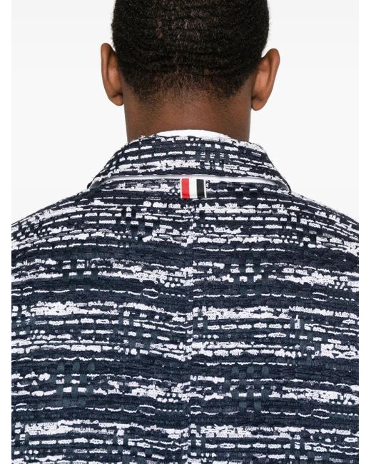 Thom Browne Blue Melange Tulle Yarn Tweed Shirt Jacket for men
