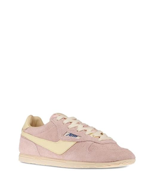 Autry Pink Windspin Suede Sneakers