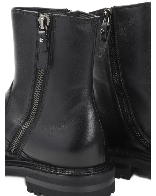 Giorgio Armani Black Zip Leather Boots for men