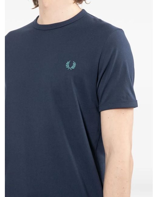 Fred Perry Blue Crew Neck T-Shirt for men
