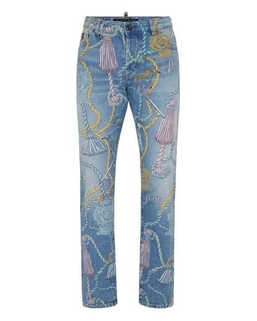 Philipp Plein Blue Straight Fit Jeans for men