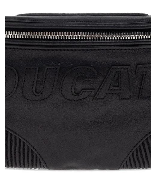 DSquared² Black X Ducati Embossed Zip Belt Bag for men