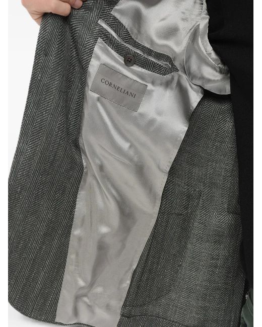 Corneliani Gray Herringbone Peak-Lapel Blazer for men