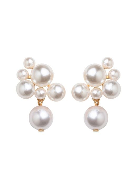 Jennifer Behr White Perlita Pearl-detailing Earrings