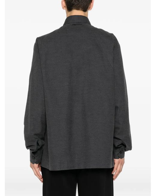 McQueen Black Harness-Detail Patch-Pocket Overshirt for men
