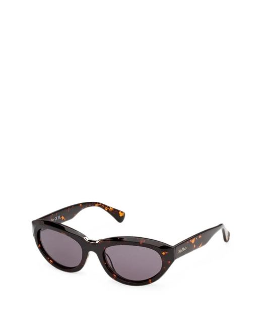 Max Mara Eyewear Brown Tortoiseshell-Effect Rectangle-Frame Sunglasses