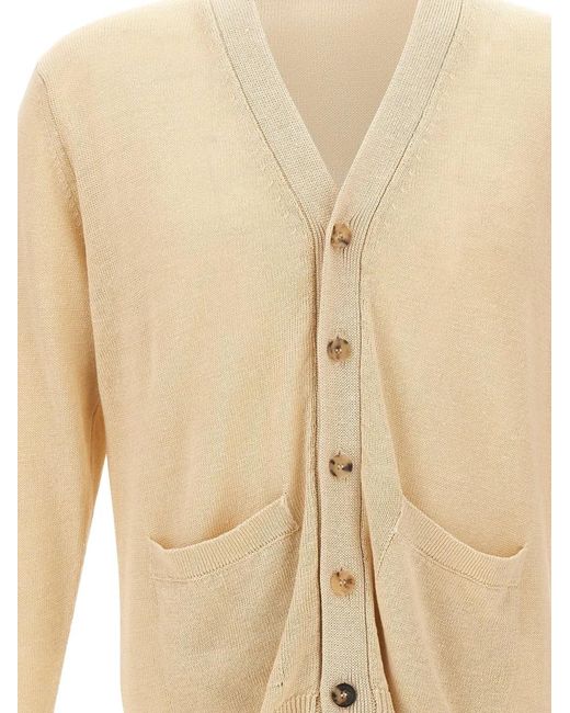 FILIPPO DE LAURENTIIS White V-Neck Button-Up Cardigan for men