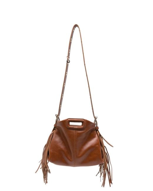 Maje Brown Fringe-Detailing Shoulder Bag