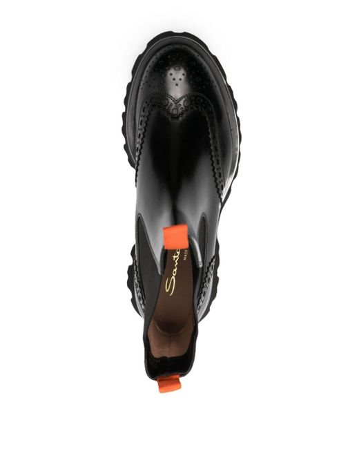 Santoni Black 45mm Leather Chelsea Boots