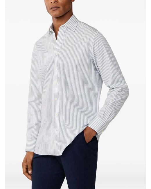 Hackett White Chemise Rayée À Logo Brodé for men